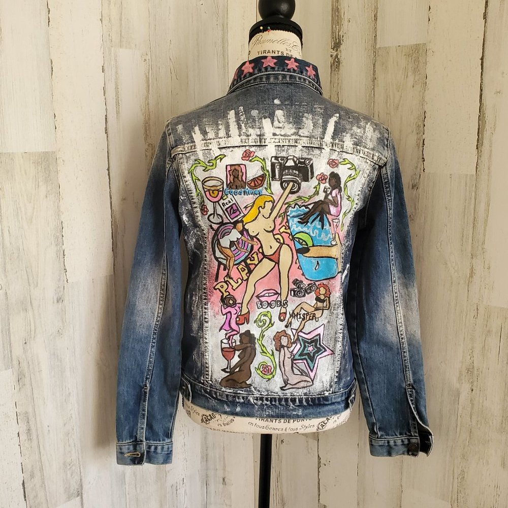 NEW UNIQUE NYC GRAFFITI ARTIST HAND PAINTED LFA JEAN JACKET